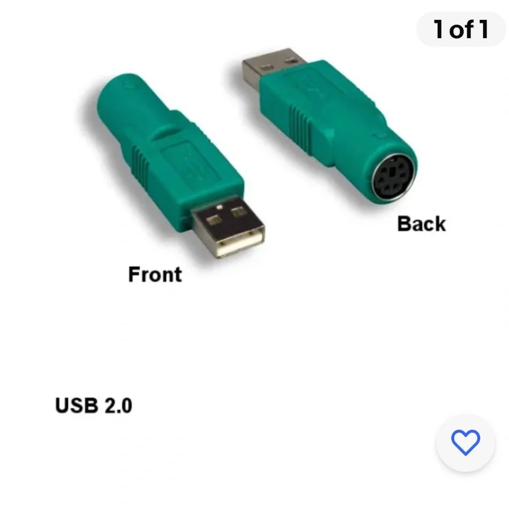 Mini 6 Pin DIN PS/2 to USB Mouse Adapter Connector Grn USB 2.0 Male to Female